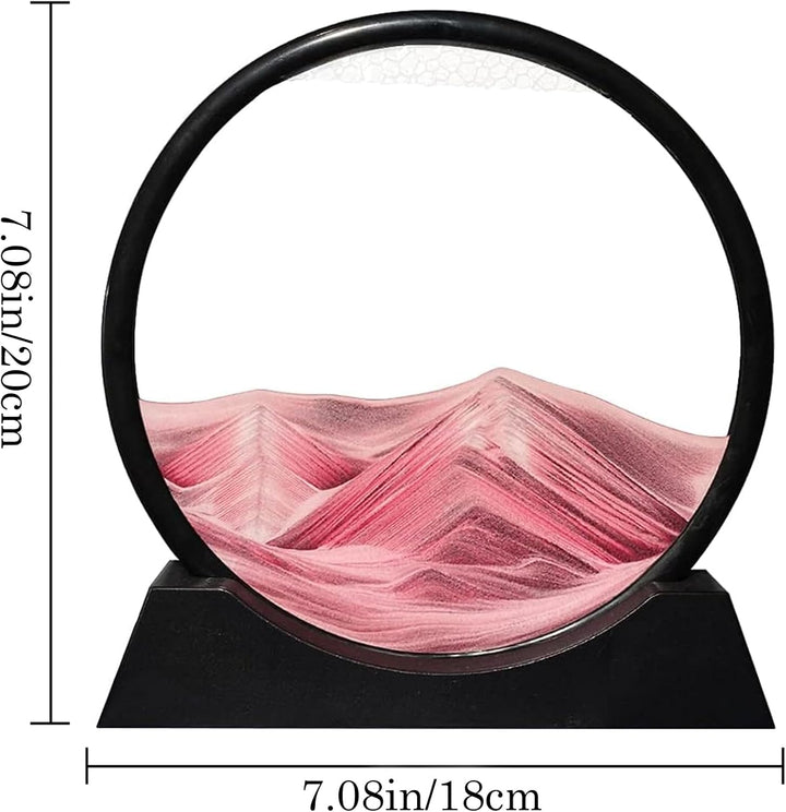 Aoderun Sandbilder Zum Drehen 3d Sanduhr Büro Deko Sand Rundes Glas Fliessender Sand Rahmen Beweglic