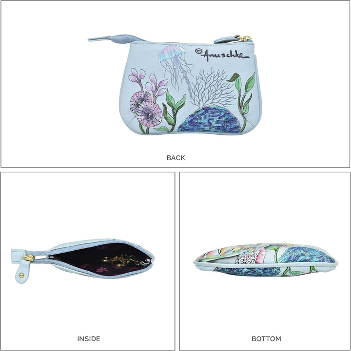 Anuschka Damen Leder Münzgeldbörse - Echtes Weichleder - Handbemalt Original Kunst Underwater Beauty