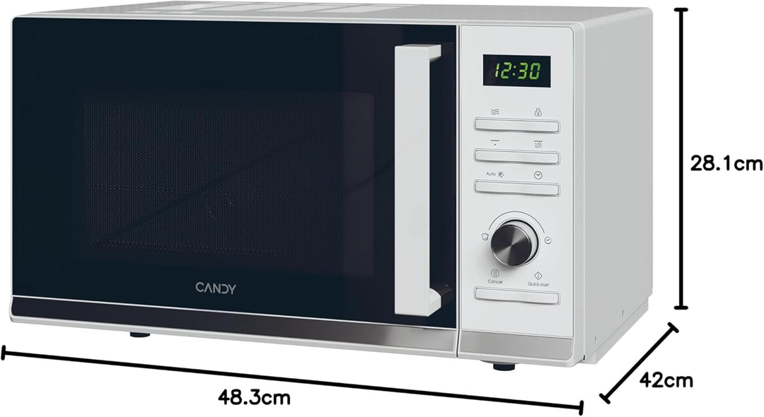 Candy CMGA25TNDW Mikrowelle mit Grill, 25 l, 900 W-1000 W, 11 Leistungsstufen, Drehregler und Knöpfe