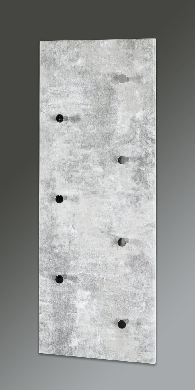 HAKU Möbel 42650 Wandgarderobe, Metall, Betonoptik-chrom,, 5,5 x 80 x 30 cm, Betonoptik-chrom