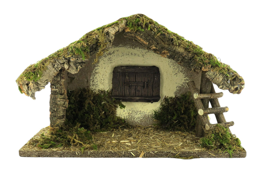 BERTONI leer Krippe Cork-Moss Hütte, Holz, Mehrfarbig, 36 x 16 x 26 cm
