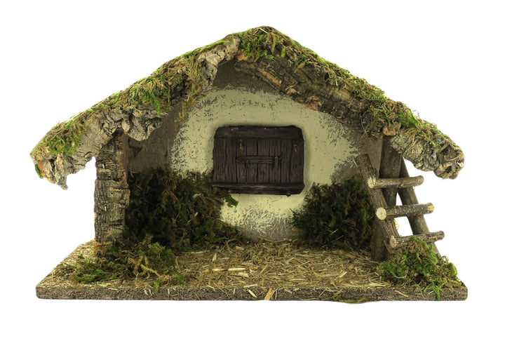 BERTONI leer Krippe Cork-Moss Hütte, Holz, Mehrfarbig, 36 x 16 x 26 cm