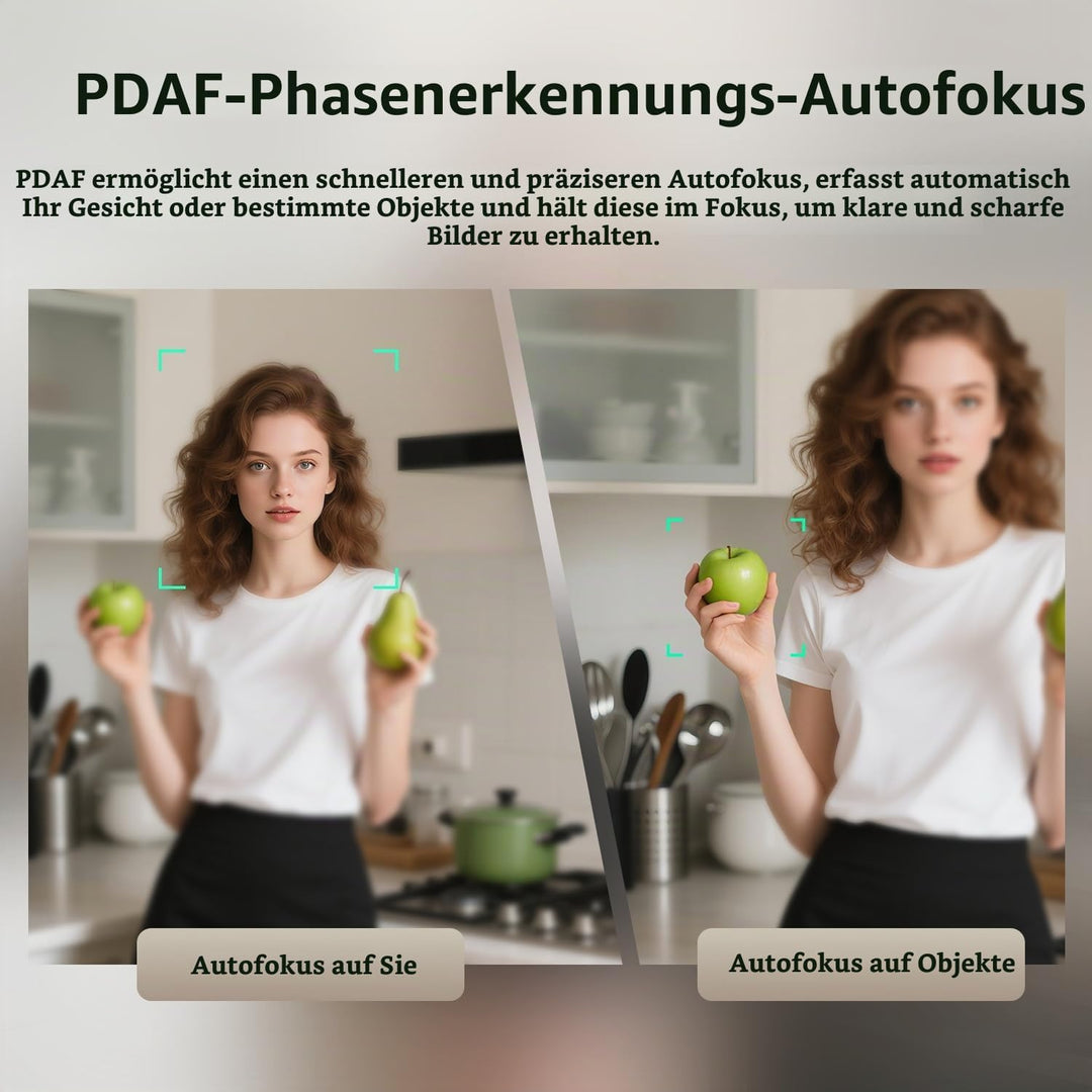 TOALLIN 4K-Webcam mit Ringlicht, Fernbedienung, PDAF-Autofokus, 1/2,5-Zoll-Sensor und 12 MP, integri