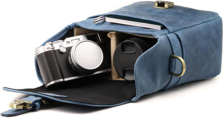 MegaGear MG1330 Torres Mini Kameratasche - Kuriertasche aus echtem Leder für Spiegellose, Sofortbild