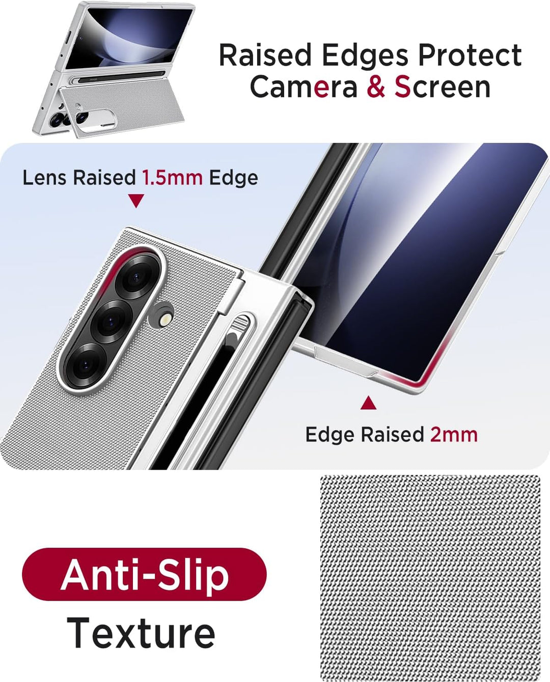 Miimall Kompatibel mit Samsung Galaxy Z Fold 5 Hülle mit S-Pen & Stifthalter, [HD Displayschutz] Ult