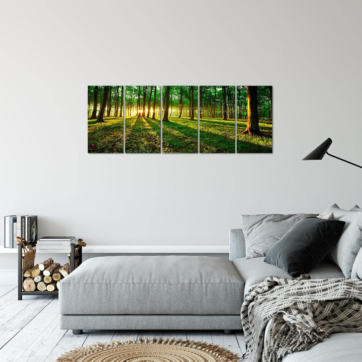 Runa Art Bild Wald Landschaft Wandbilder auf Vlies Leinwand 5 Teilig Wanddekoration Schlafzimmer Woh