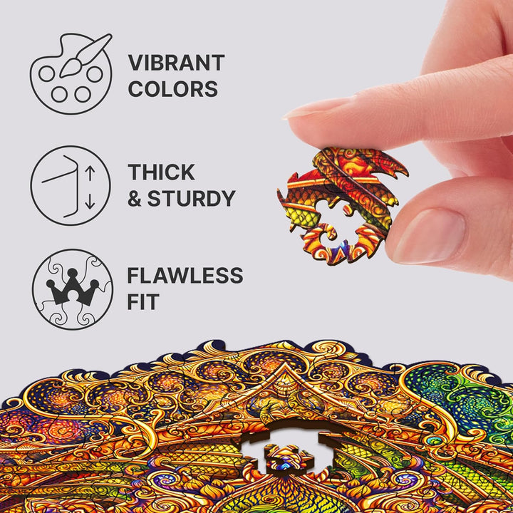 UNIDRAGON Original Holzpuzzle — Mandala Inexhaustible Abundance, 700 Teile, Royal Grösse 17.7x17.7 Z