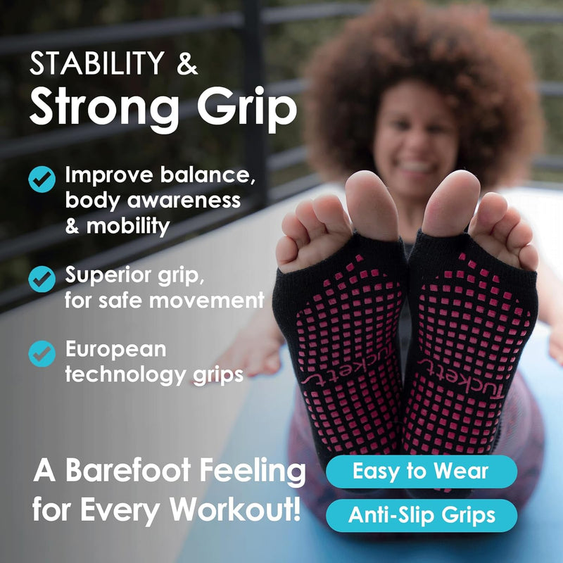 Tucketts Yoga Socken für Frauen - Rutschfeste Haftsocken ohne Zehen - Stoppersocken (Damen) – Pilate
