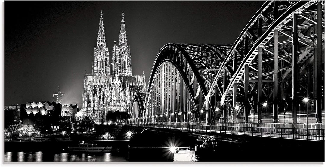 ARTland Glasbilder Wandbild Glas Bild einteilig 100x50 cm Querformat Städte Deutschland Köln Rheinbr