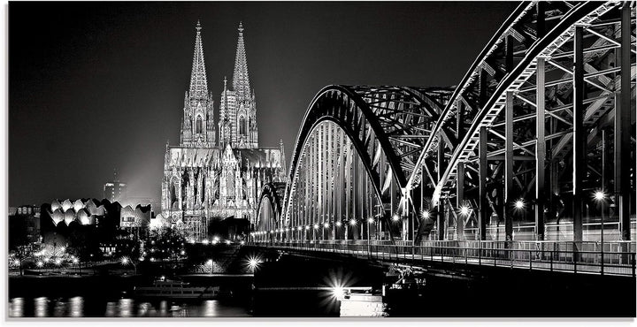 ARTland Glasbilder Wandbild Glas Bild einteilig 100x50 cm Querformat Städte Deutschland Köln Rheinbr