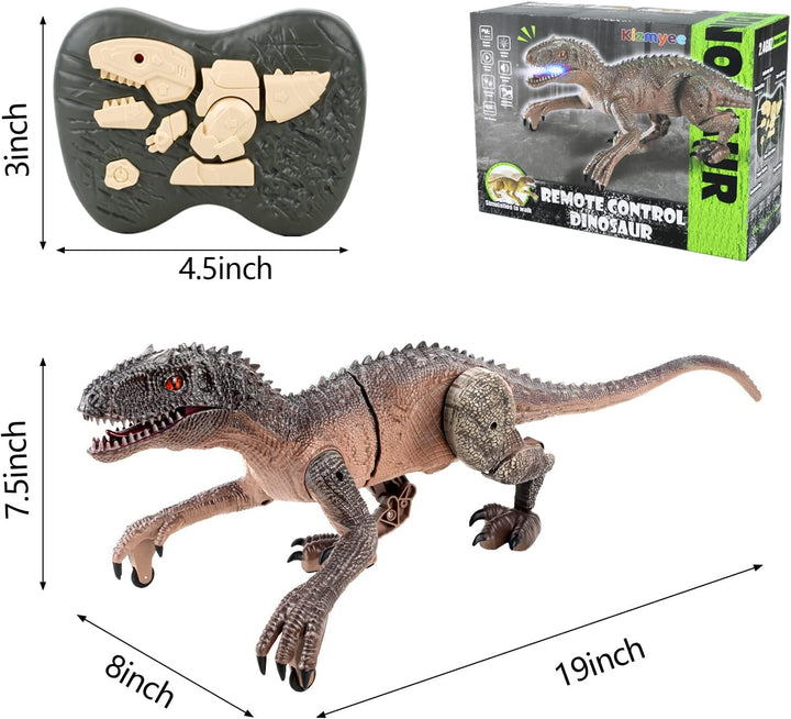Kizmyee Dinosaurier Spielzeug, Dino Ferngesteuertes Velociraptor für Kinder, Realistische Gehbewegun