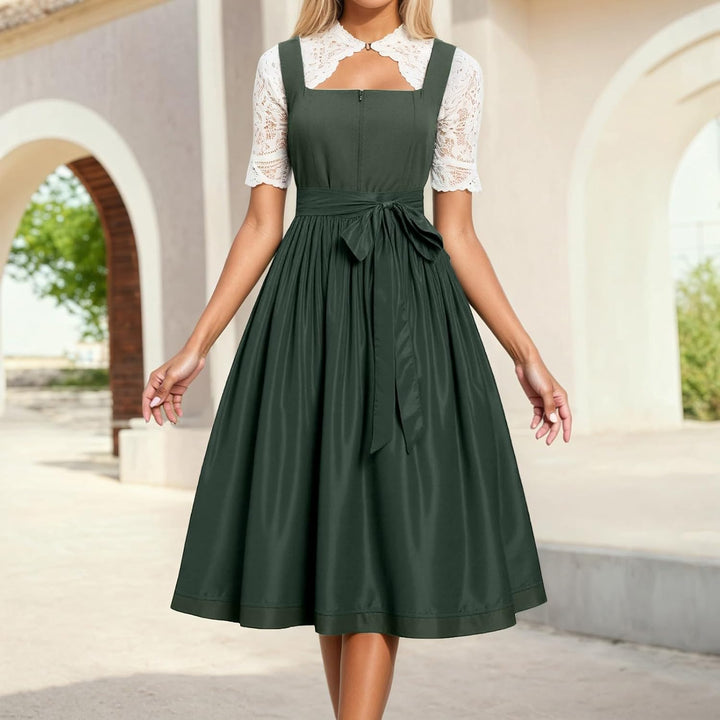 Dirndlkleid Damen Dirndl Midi Trachtenkleid Oktoberfest Trachtenmode Trachtenrock Cocktailkleid Spit