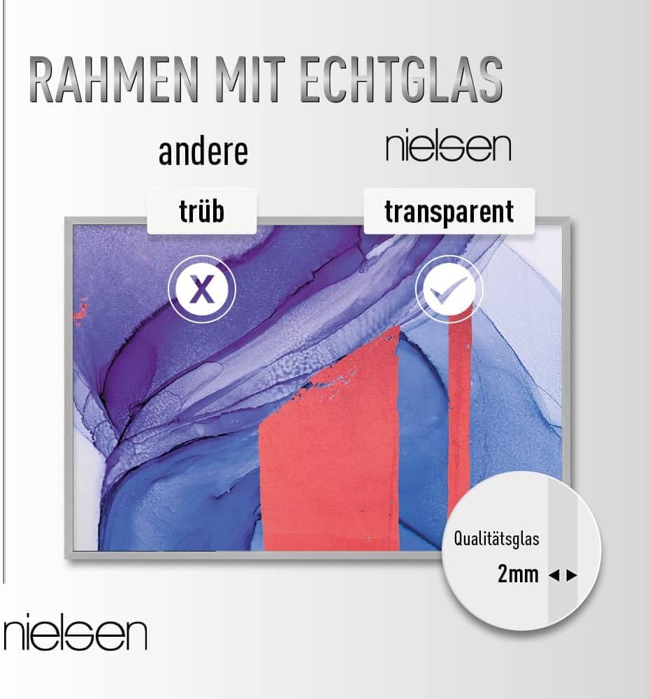 nielsen Aluminium Bilderrahmen C2, 50x60 cm, Eloxal Schwarz Glanz 50 x 60 cm Eloxal Schwarz Glanz, 5