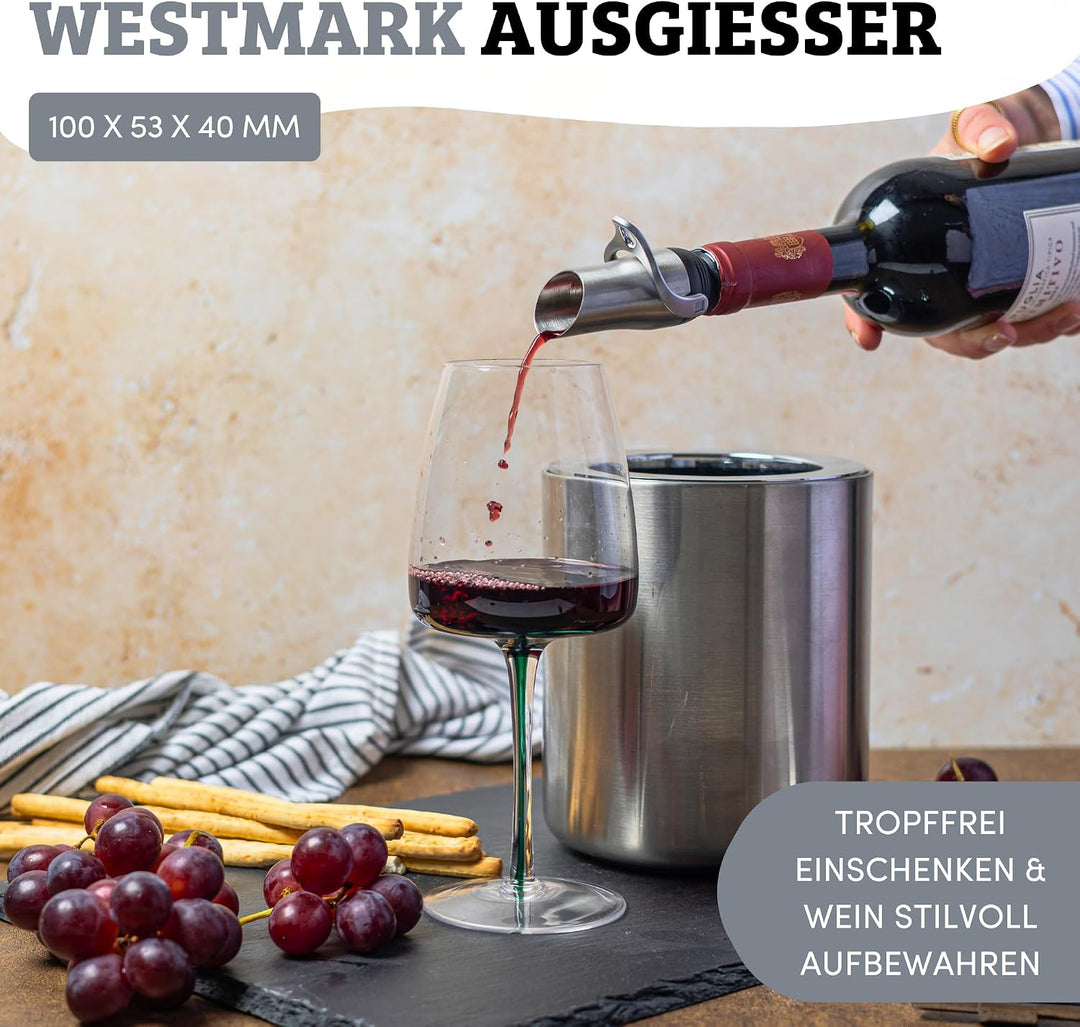 Westmark Weinausgiesser mit Verschliessmechanismus, Monopol Edition, Rostfreier Edelstahl/Silikon, L