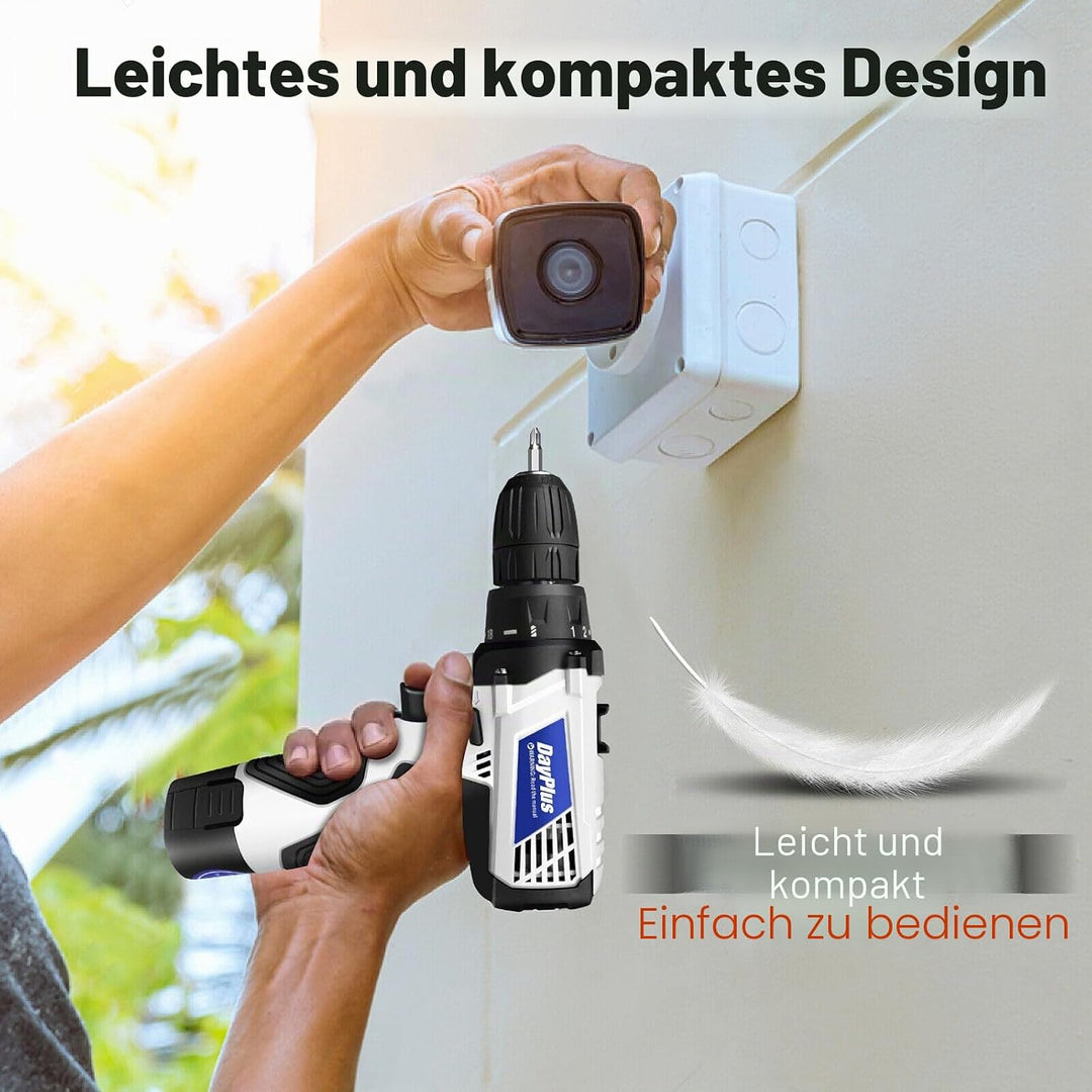 Akku-Bohrschrauber Akkuschrauber 45Nm, 12V Akku-Bohrmaschine mit 1×1.3Ah Akku, 18+1 Drehmoment Akkub