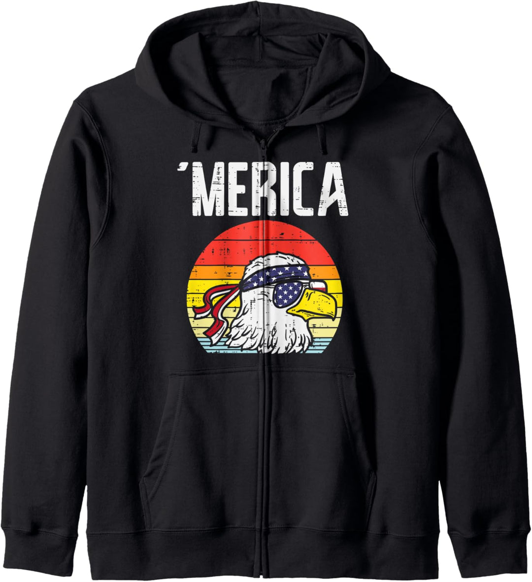Merica Retro Eagle Bandana American Flag 4th Of July Fourth Kapuzenjacke