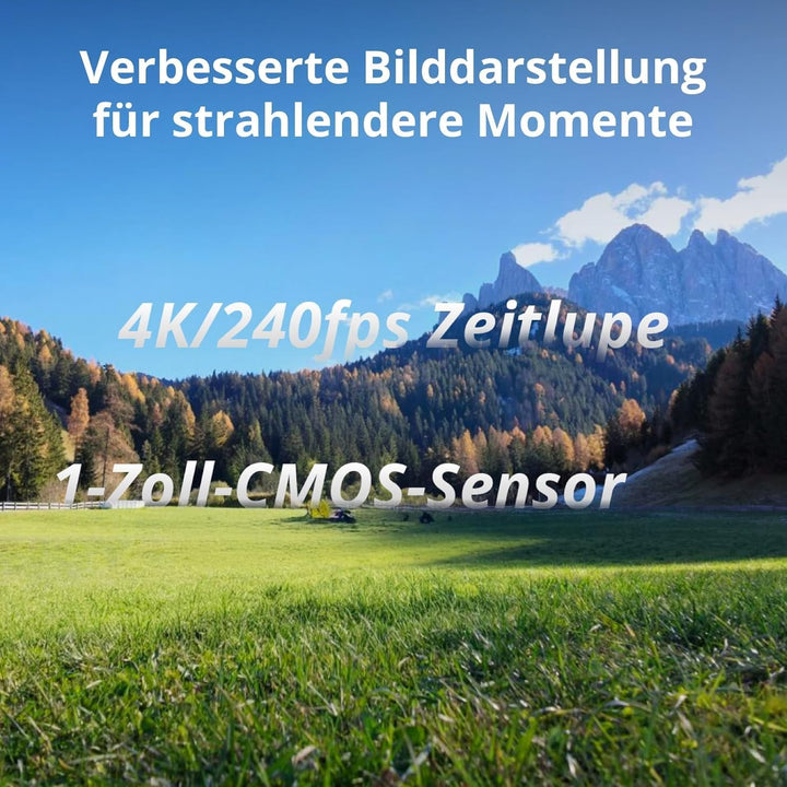 DJI Osmo Pocket 4 Essential Combo, Pocket Gimbal Vlog Kamera, 1″ CMOS und 4K/240fps, 3‑Achsen-Stabil