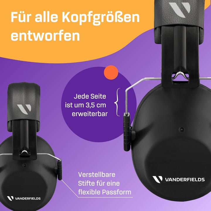 Vanderfields Gehörschutz für Erwachsene - SNR 26dB - 2er-Pack - Baustellen Kopfhörer - Kopfhörer Sch