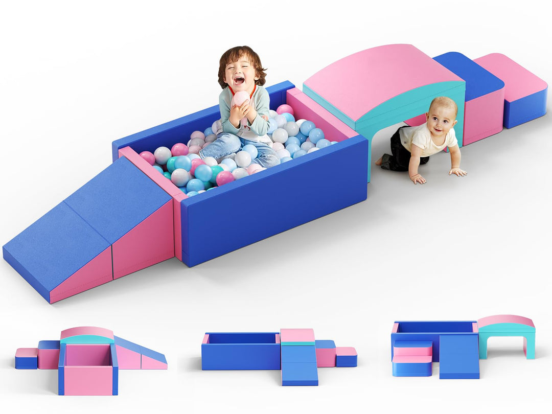 Baby-Schaumstoffbausteine, Softplay-Set für Kleinkinder von 1–3 Jahren, Baby-Kletterturm mit Rutsche