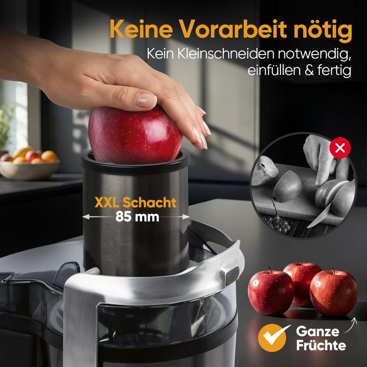 ProfiCook® Entsafter | leicht zu reinigender Slow Juicer | XXL-Einfüllschacht | 1000W Longlife-Motor