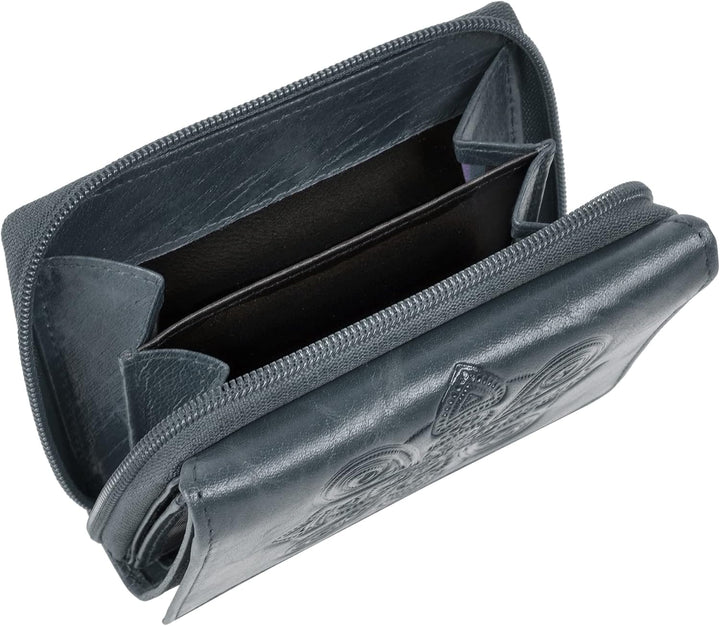 bruno banani Geldbörse Mandala Echt Leder Damen | lässig-schickes Lederportemonnaie, RFID-Schutz, kl