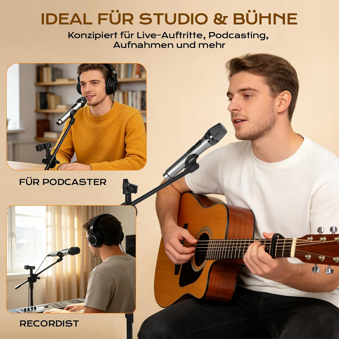 Doppeltes Mikrofonständer-Set mit Schwenkarmen – Robuster Halter aus Zinklegierung, tragbar & faltba