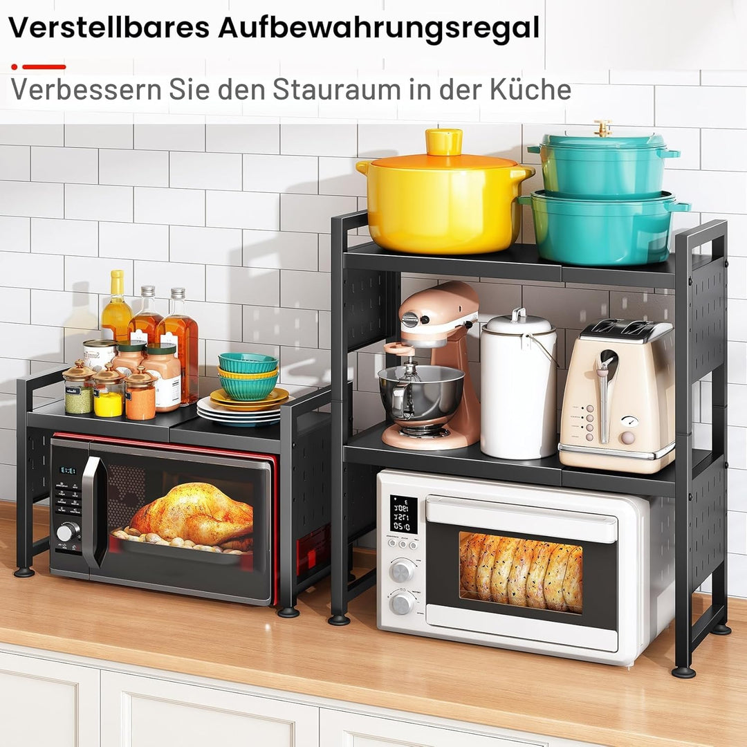 SAYZH Mikrowellen Regal, 3-stufiges Erweiterbares mikrowelle Regal Mikrowellenregal Organizer Küche