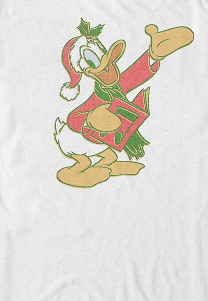 Disney Herren Mickey Classic Duck Carols T-shirt, Weiss, S
