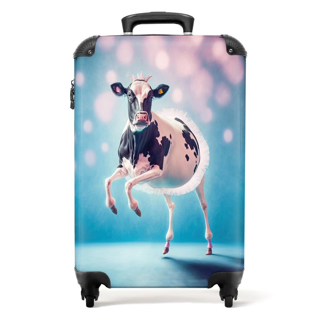 NoBoringSuitcases.com® Koffer Handgepäck Trolley Rollkoffer Kleine Reisekoffer mit 4 Rollen - Kuh -