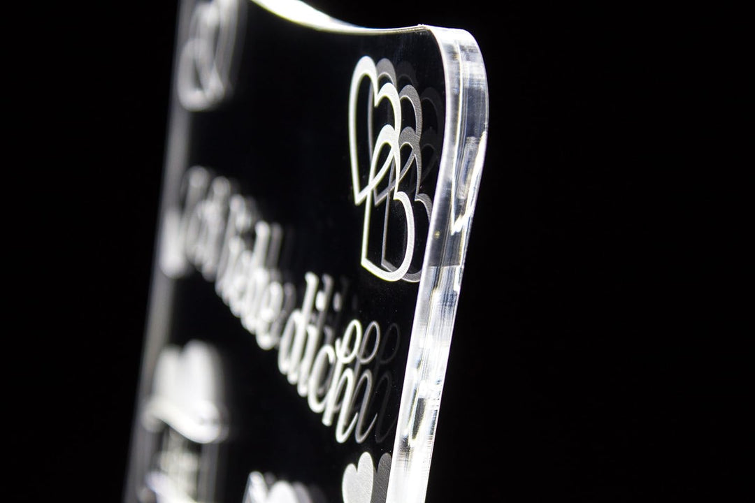 LED Acrylglas Schild"Ich liebe dich", 30x20 cm, mit persönlicher Laser Gravur (weiss), weiss