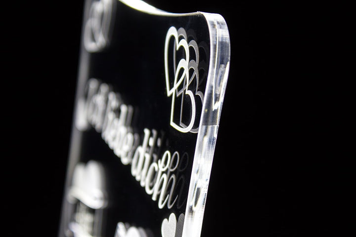 LED Acrylglas Schild"Ich liebe dich", 30x20 cm, mit persönlicher Laser Gravur (weiss), weiss