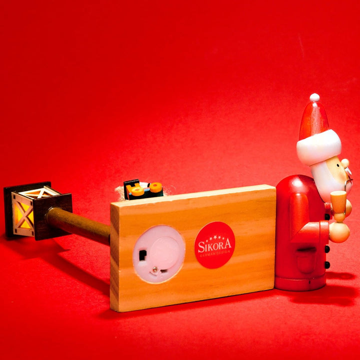 Sikora RM-A-LED Holz Räuchermännchen mit batteriebetriebener beleuchteter LED Laterne, Farbe/Modell: