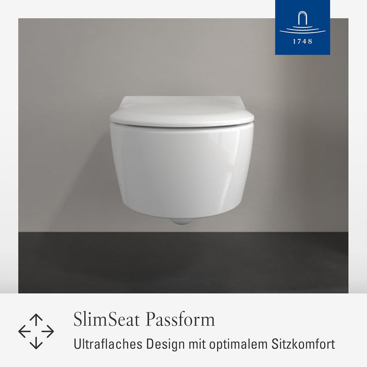 Villeroy & Boch Avento SlimSeat WC-Sitz - Toilettendeckel mit Absenkautomatik - Abnehmbarer, bruchsi