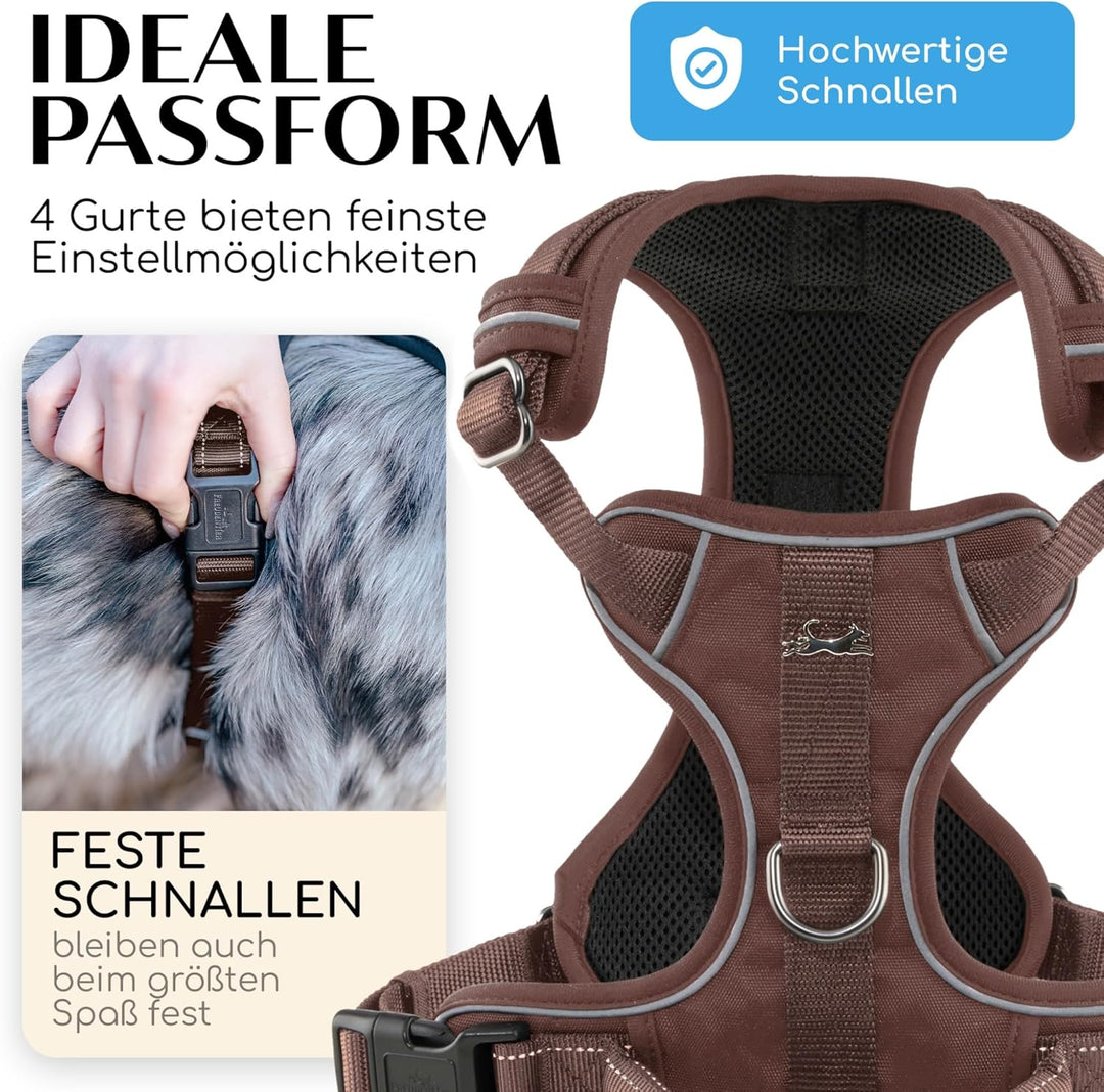 FREUDENTIER Hundegeschirr mit Griff, atmungsaktiv gepolstert - Bombenfester Sitz &amp; maximale Sicherhe