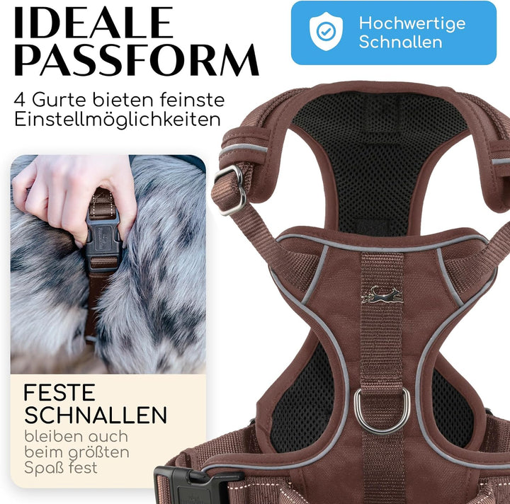 FREUDENTIER Hundegeschirr mit Griff, atmungsaktiv gepolstert - Bombenfester Sitz &amp; maximale Sicherhe