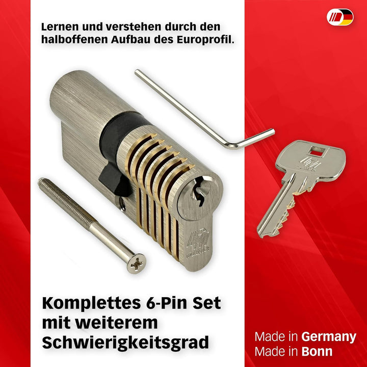 MULTIPICK Trainingszylinder Lockpicking Set - [Made in Germany] Lock Picking Tool - variables 6-Stif