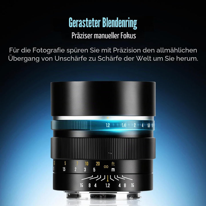 7Artisans 50mm F1.2 für Z-Mount Objektiv, APS-C manueller Fokus, kompatibel mit Nikon Z-Mount ZFC,Z5