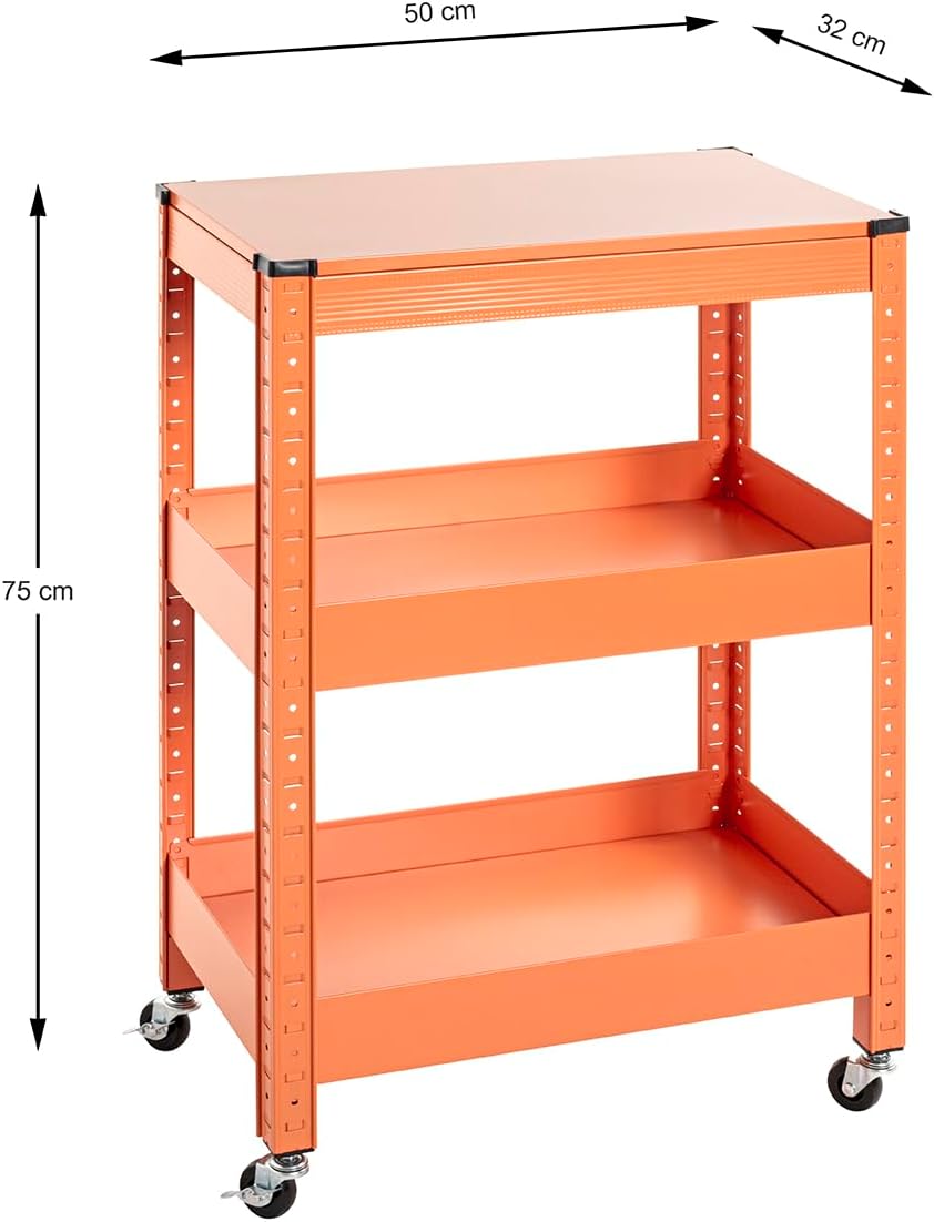 HAKU Möbel Servierwagen, orange, Metall - Masse: B 50 x H 75 x T 32 cm, Style: Modern, Orange