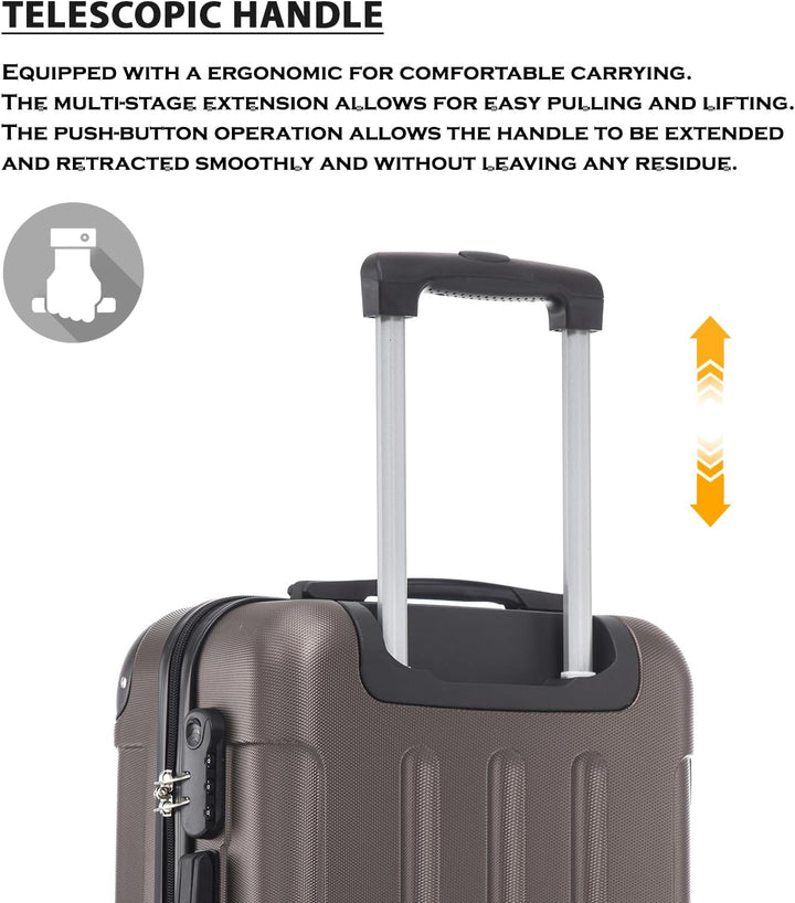 Trolley Koffer Suitcase, Reisekoffer, Rollkoffer Handgepäck, Hartschalenreisekoffer mit 4 Rollen 360