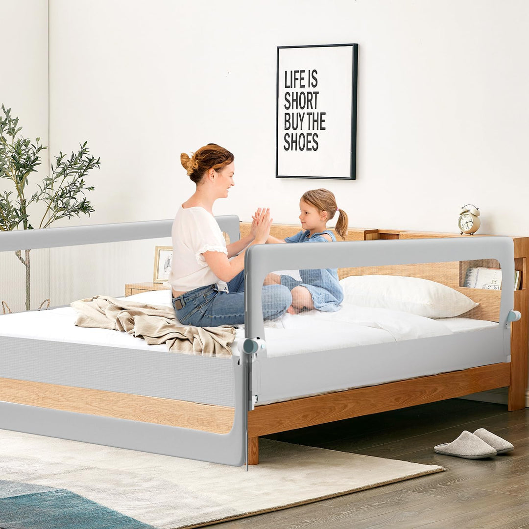 Ikodm Rausfallschutz Bett, Rausfallschutz Boxspringbett 150cm, Bettgitter höhenverstellbar 72-86 cm,