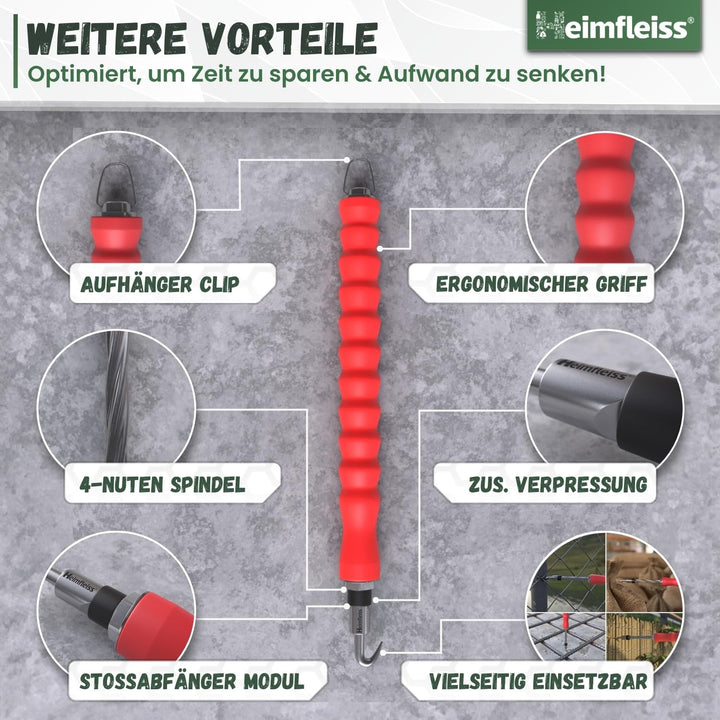 Heimfleiss® Draht Driller Drillapparat mit aut. Rücklauf - Universal Drahtbinder Rödelzange für Zaun