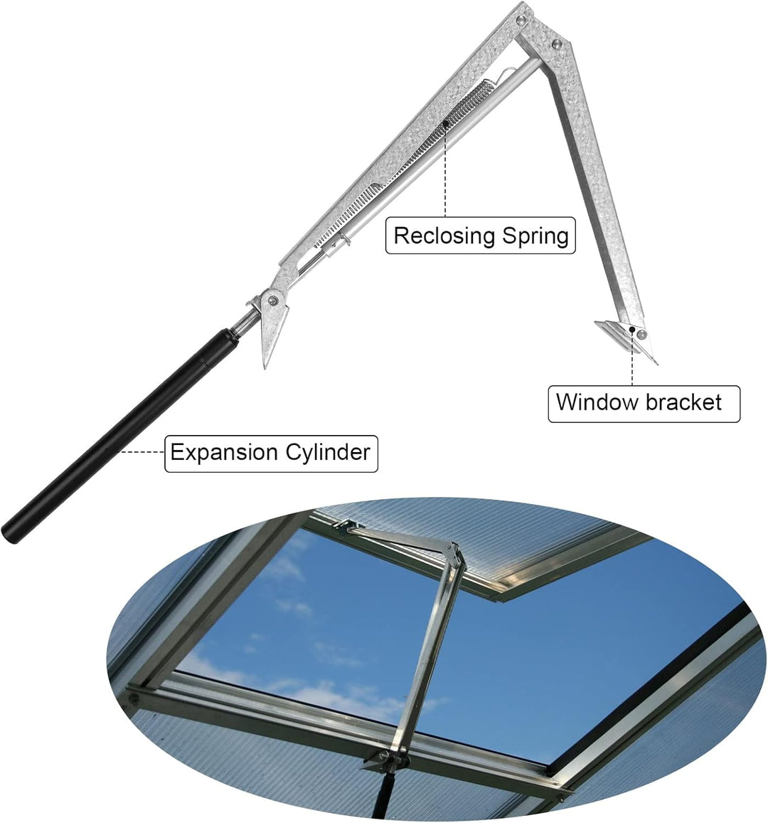 Sonnewelt 2×Fensteröffner Automatischer Fensteröffner für alle Gewächhäuser 7 kg Hubkraft 45cm Öffnu