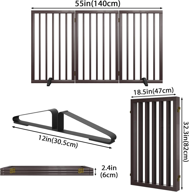 Freistehendes Hundegitter, Faltbares Hundebarriere für Tür,Treppen,Flur,Küche &amp; Schlafzimmer, Freist