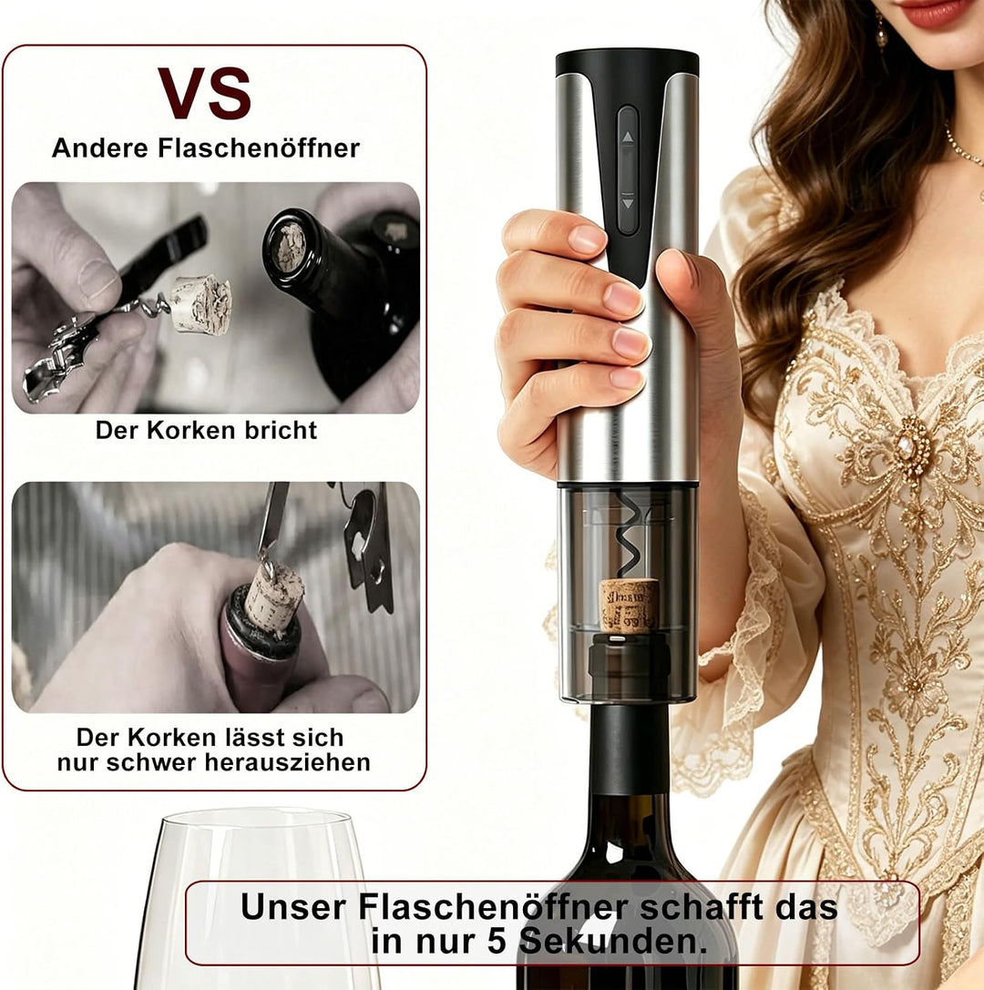 Elektrisches Weinflaschenöffner-Set Wiederaufladbares 5-in-1 Elektrischer Weinöffner Geschenkset, mi