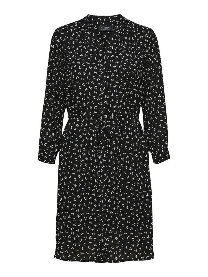 NAME IT Damen Slfdamina 7/8 Aop Dress B Noos, 34 Black/Aop:flower Aop