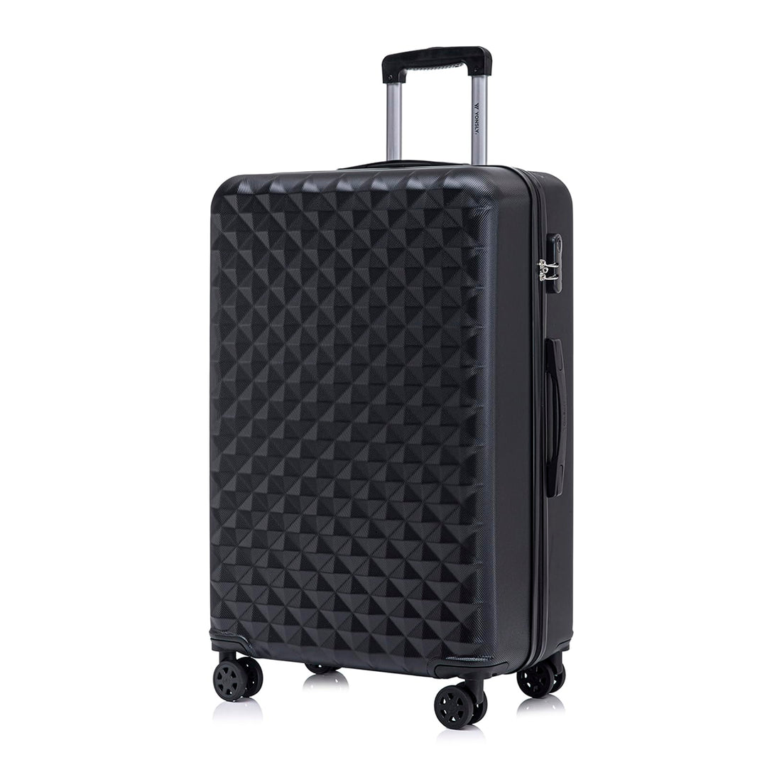 Koffer Suitcase XL Schwarz, Trolley Reisekoffer, Rollkoffer Handgepäck mit 4 Rollen 360°, Hartschale