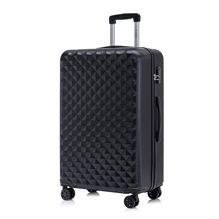 Koffer Suitcase XL Schwarz, Trolley Reisekoffer, Rollkoffer Handgepäck mit 4 Rollen 360°, Hartschale