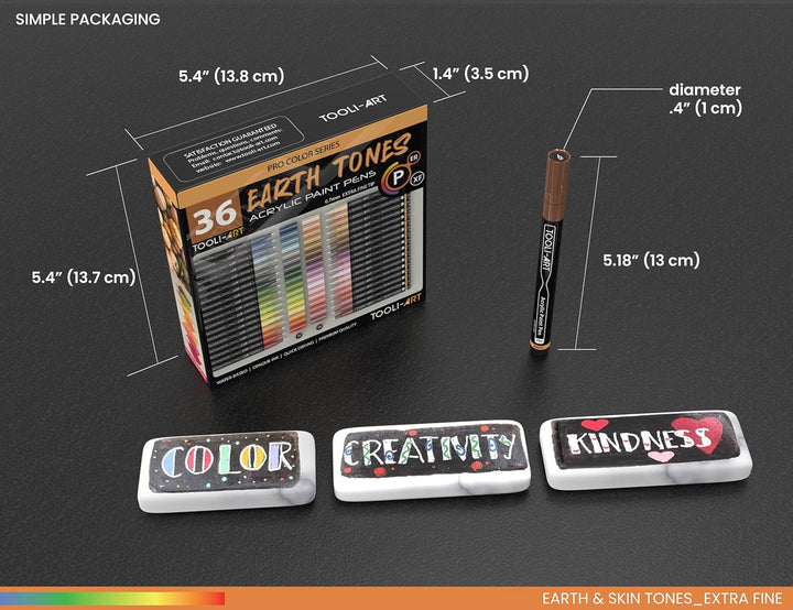 36 Acrylstifte Haut-und Erdton-Marker-Set für Felsmalerei Leinwand Tassen Glas Kunststoff Holz Metal