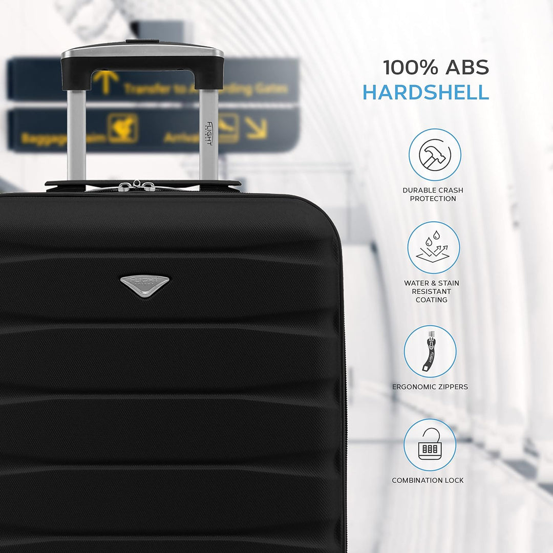 Flight Knight Leichte 4-Rad-ABS-Hartschalenkoffer Handgepack, zugelassen fur uber 60 Fluggesellschaf