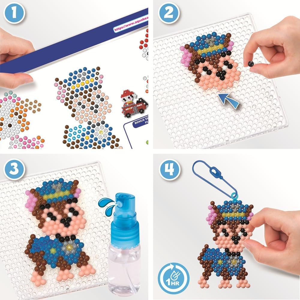 Aquabeads 35125 Paw Patrol Schlüsselanhänger Bastelset, Wasserperlen Kreativset mit Paw Patrol Chara